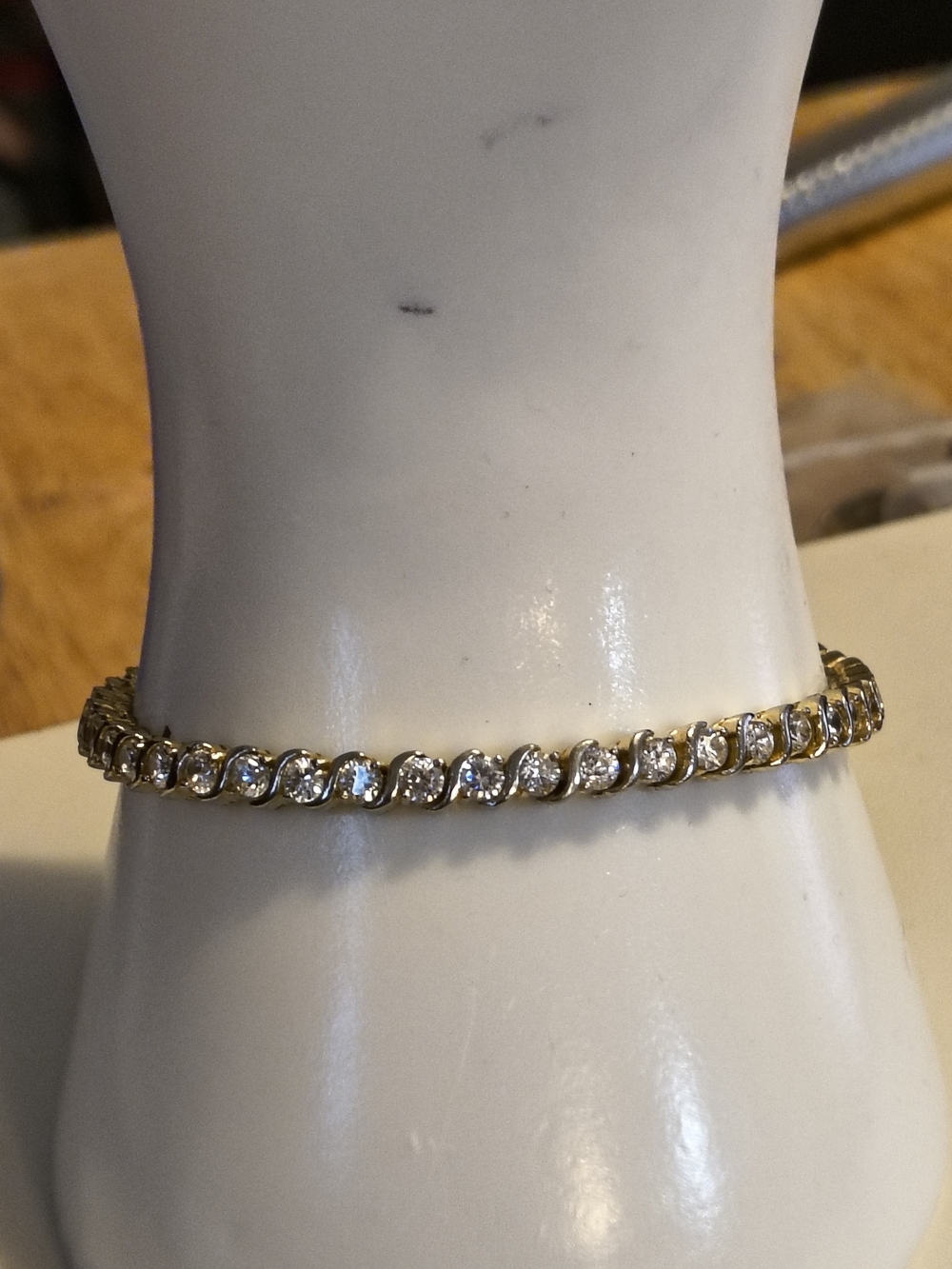 Vintage PAJ 925 Gold Over Sterling Silver And Cz Tennis Bracelet Signed